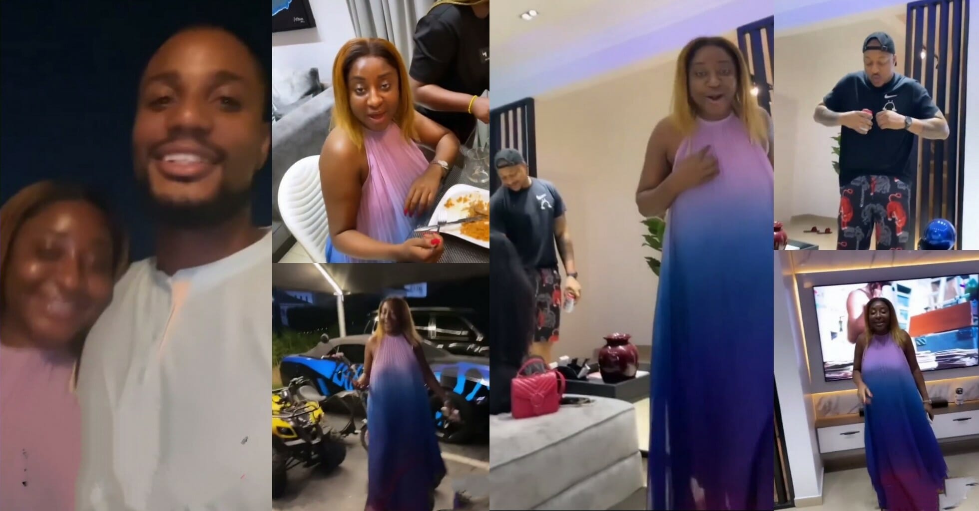 Ini Edo wowed by Alex Ekubo’s mansion and cars, gets a glimpse of the interiors in new video with IK Ogbonna