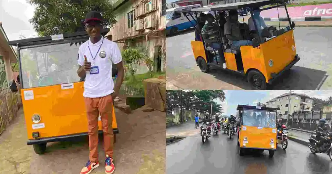 Meet 20 years old James Samba has built the first-ever locally made electric vehicle in Sierra Leone