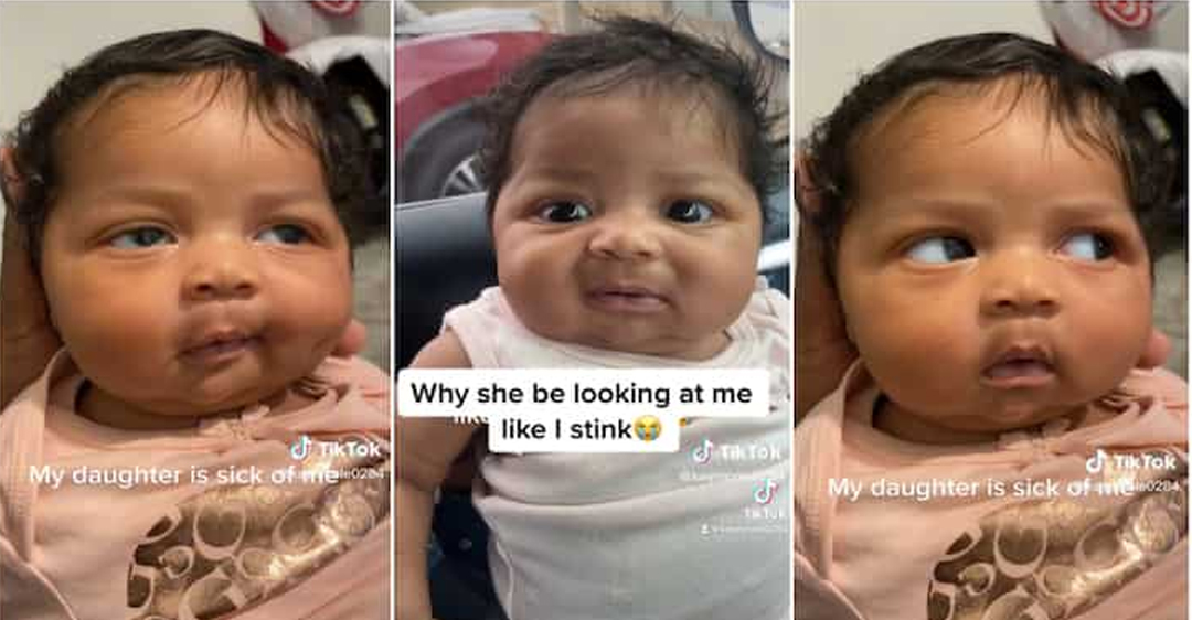 “She Looks Like a Doll”: Newborn With Funny Face Rolls Her Eyes, Squeezes Mouth As Mum Talks in Video