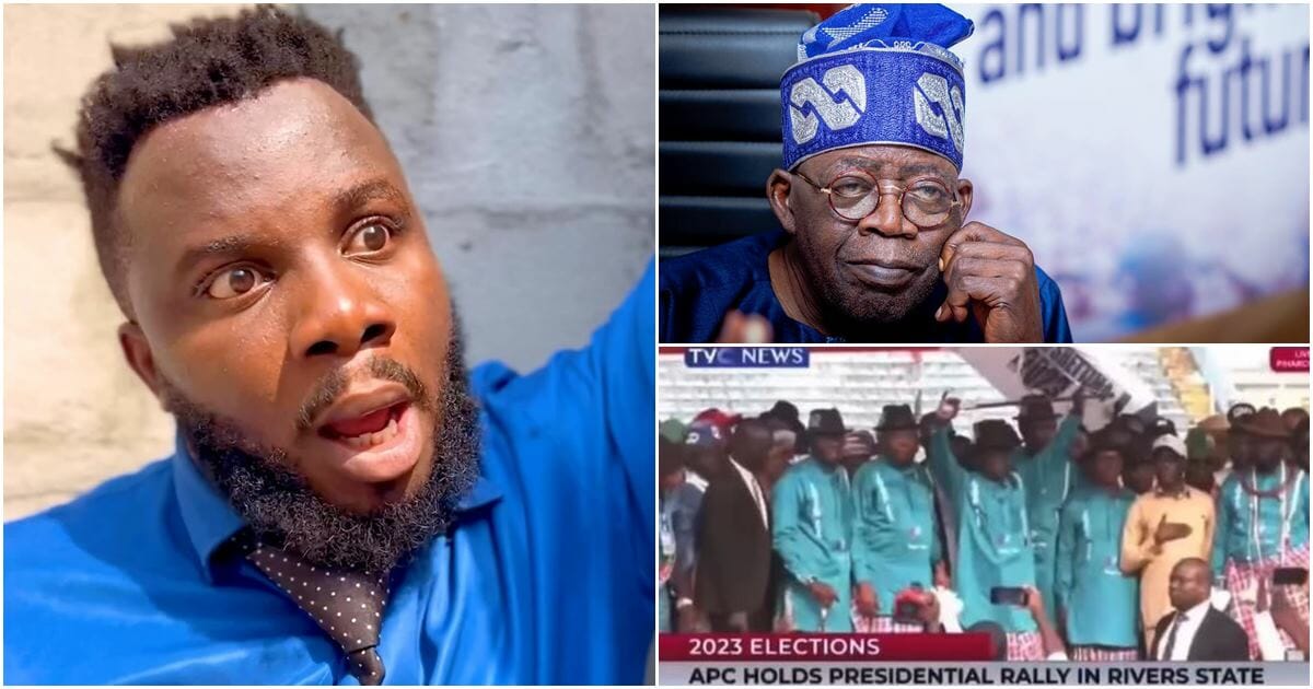 Sabinus reacts to video of Tinubu raising hands while national anthem was being sung